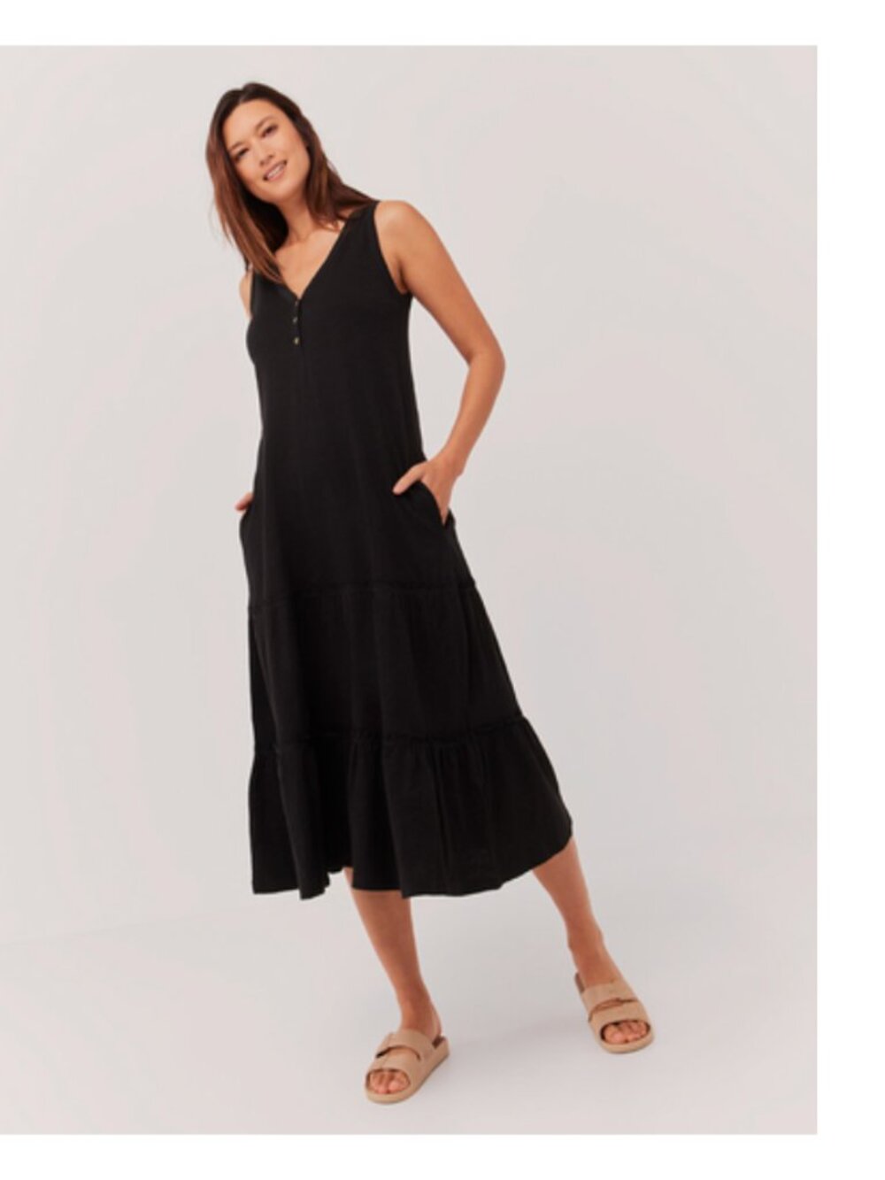PACT - Women's Black Relaxed Slub Patio Dress - SIZE XL